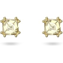 Swarovski ゴールドエメラルドカットピアス Bella V ドロップピアス, ラウンドカット, ゴールド系, ゴールド